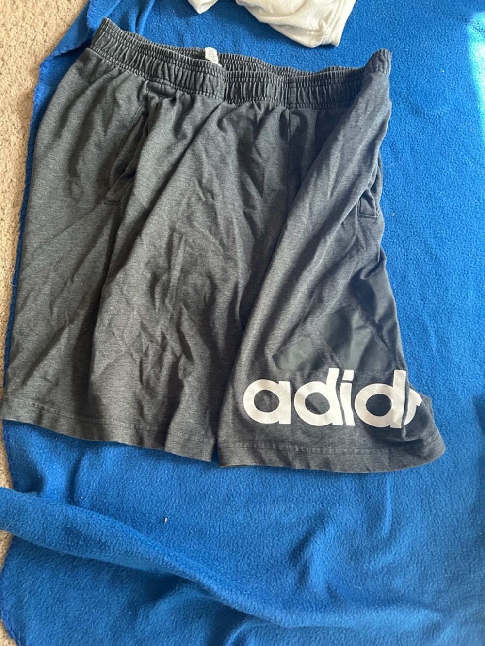 adidas Men’s Charcoal Gray Athletic Shorts with White Logo